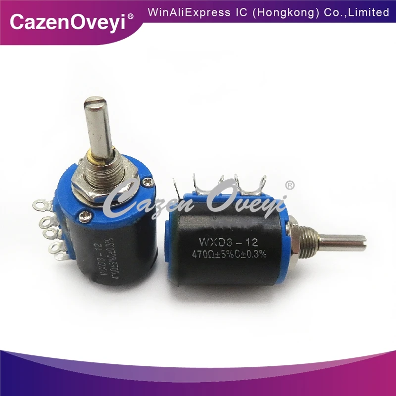 1PCS Precision multi-turn potentiometer 5 turns short body WXD3-12-1W 470R