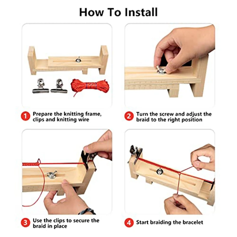 ABXF-держатель для изготовления браслетов U-образная форма, приспособление для изготовления браслетов, деревянная рамка, плетение, набор инструментов для рукоделия для плетения браслетов