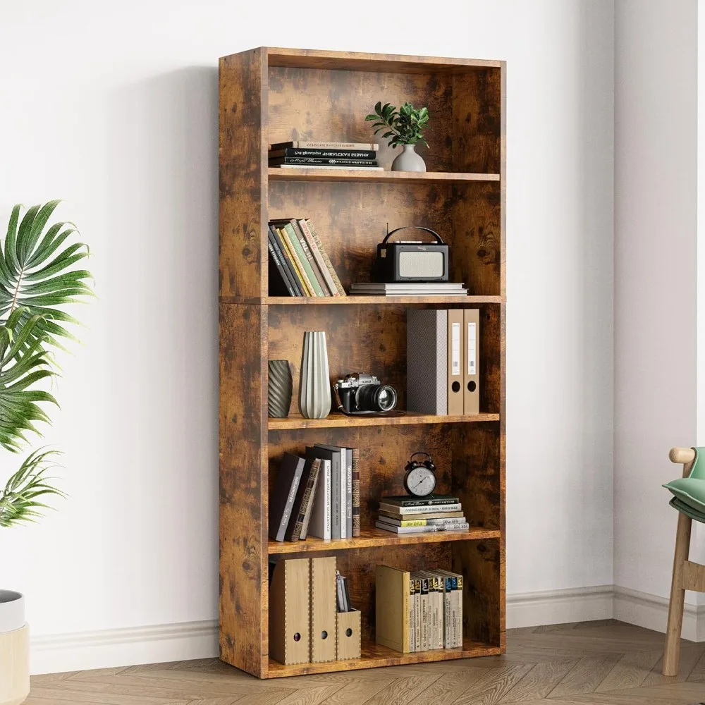 

5 Tiers Bookcase - Large 53 Inch Tall Floor Standing Open Bookshelf for Home Office, Bookcases