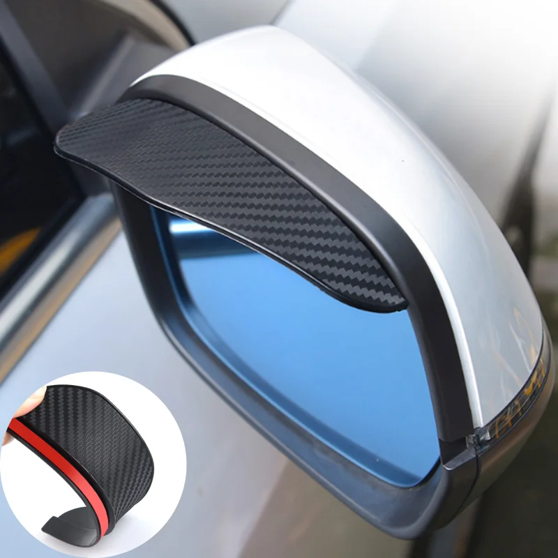 Universal Car Rear View Mirror Rain Eyebrow Carbon Fiber Look Sun Shade Rainy Shield Cover Rain Eyebrow Auto Mirror Accessories