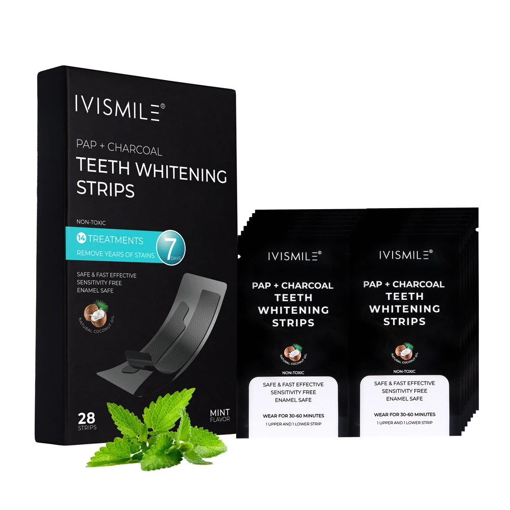 

2 boxes New Arrival PAP Charcoal Professional Dental Teeth Whitening Strips Charcoal 14 Treatments
