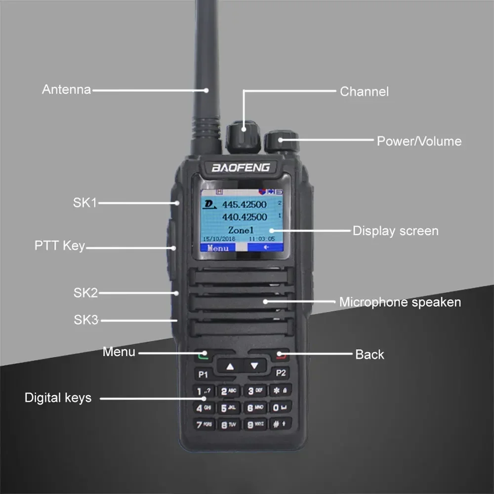 Baofeng DM-1701 Digital DMR VHF UHF Opengd77 Walkie Talkie Baofeng BF-1701 Dual Band 136-174MH& 400-470MHz FM Two Way Radios