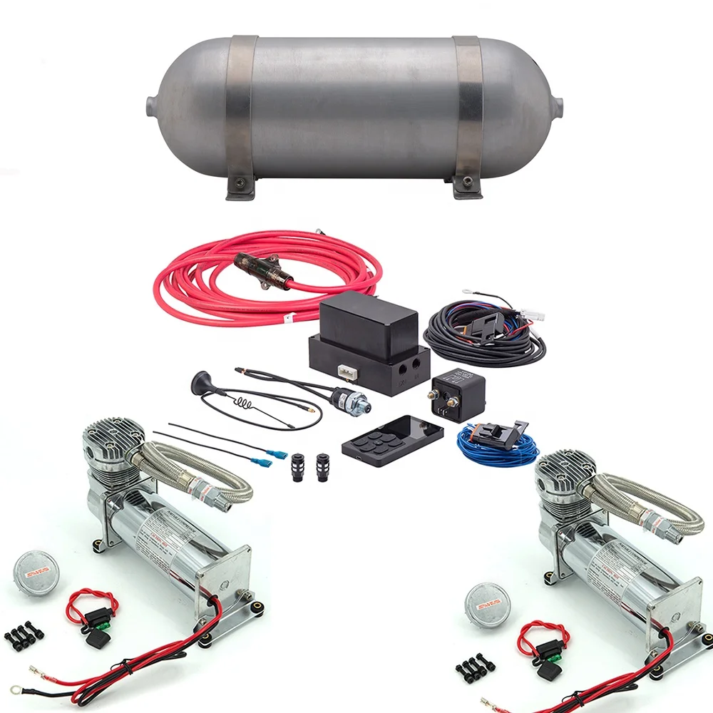 

Universal Air Management Kit Air Suspension System Electronic Controller System With 1pcs Seamless Air Tank 2pcs Compressor Pump