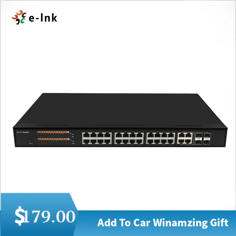 Managed 24-Port 10/100/1000T + 4-Port 100/1000 SFP Combo Ethernet Switch,Network Switch Support VLAN, STP/RSTP,Port mirroring