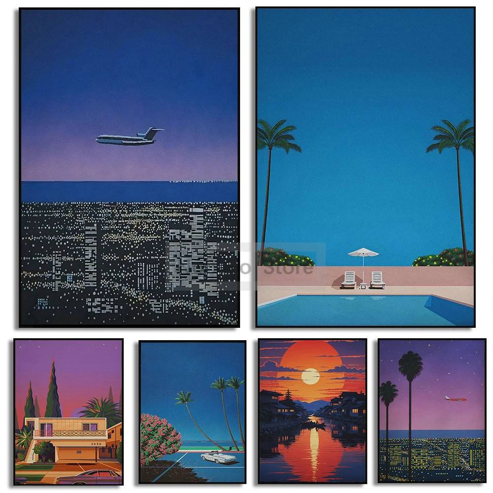 Japanese Hiroshi Nagai Works Retro Poster Vintage Hiroshi Nagai Prints Canvas Painting Wall Art Pictures Home Living Room Decor