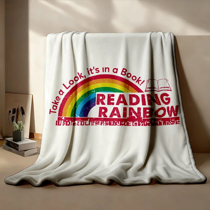 Reading Rainbow Flannel Blanket, Take A Look It's in A Book, Librarian Book Club Flannel Throw, Pride Month Gift for Boo