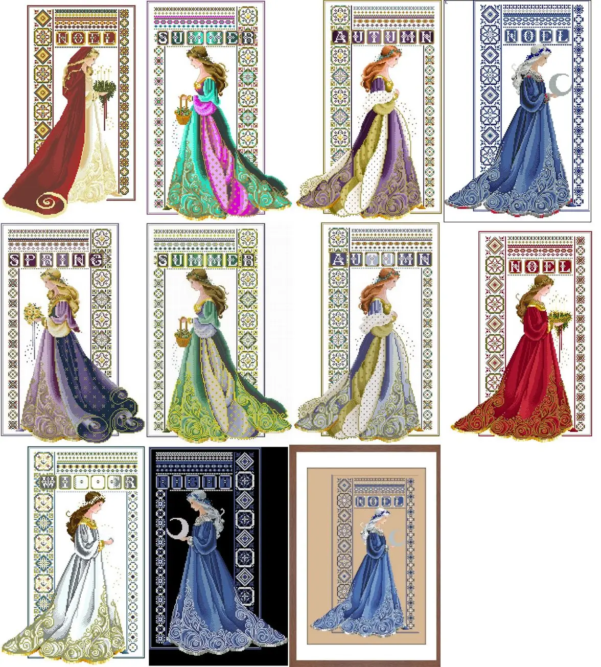 seven Seasons Beautiful Lady Counted Cross Stitch 14CT Handmade Cross Stitch Set animals Cross-stitch Kit Embroidery Needlework