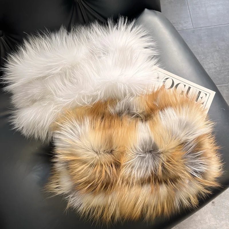 Real Fox Fur Scarf Winter Fashion Warm Thick Fur Scarves Luxury Neck Warmer Ring Fox Fur Scarves Good Elastic Natural Fur Shawl