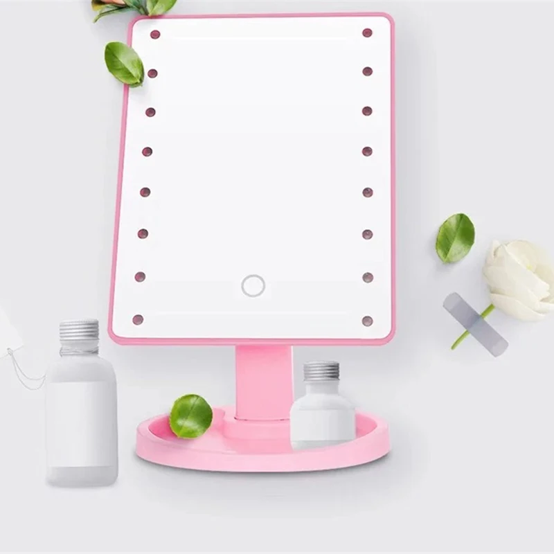 مرآة تجميل مع لمبة ليد أضواء ، مرآة مكياج مضيئة مرآة تجميل مع لمبة ليد شاشة تعمل باللمس ، 180 درجة دوران ، مرآة مكتب للنساء ، أسود ، أبيض