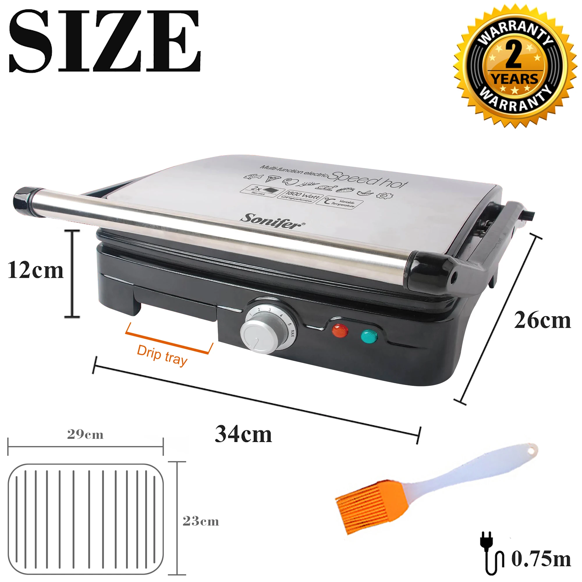 BBQ Electric Contact Grill Griddle And Panini Press Kitchen Barbecue Griddle Smokeless Baking Barbecue Sonifer