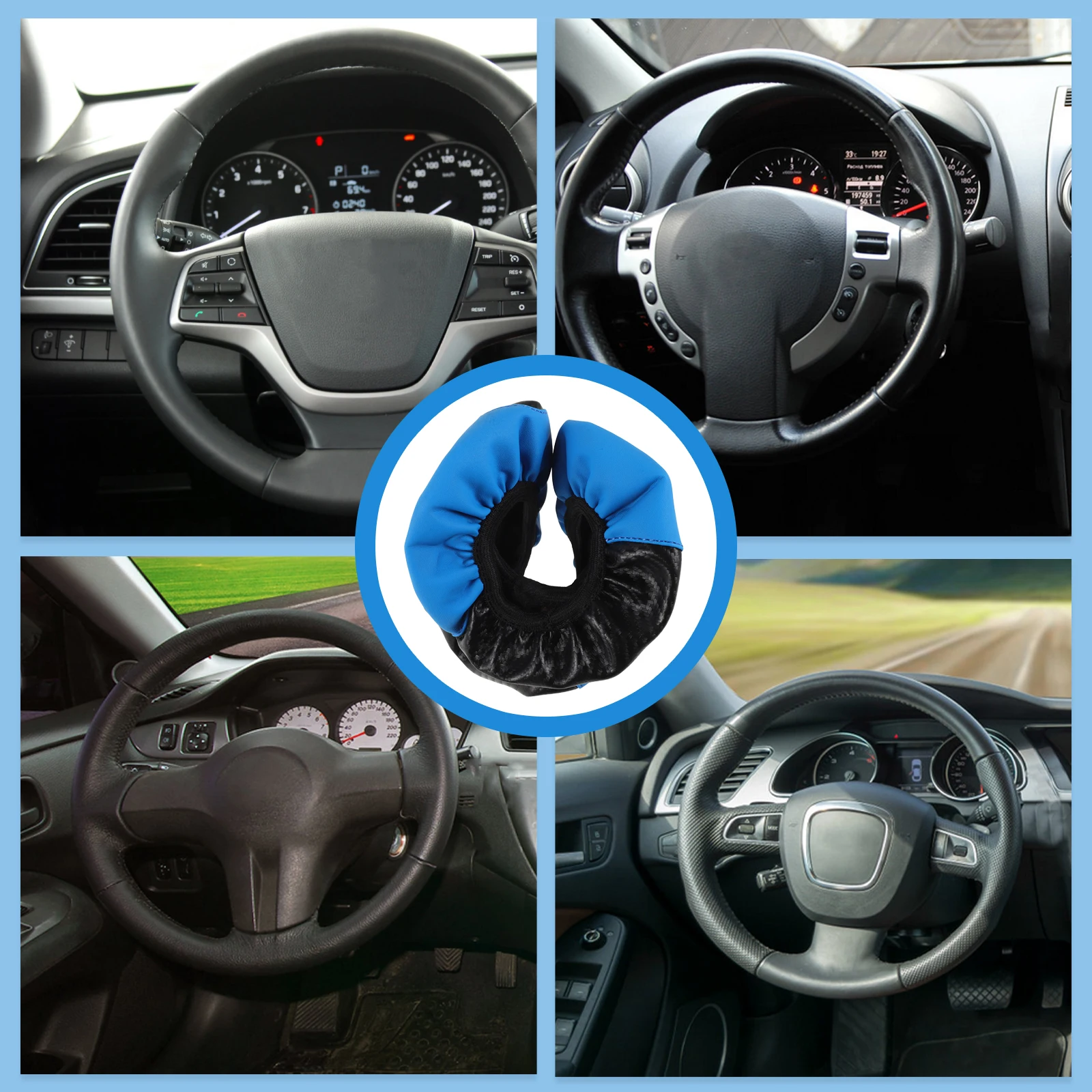 

Firm Artificial Non-Skid Decorative Car Steering Wheel Cover Anti-Slip Comfortable Soft Easy Install Elastic