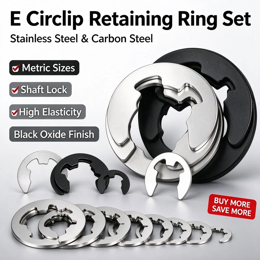 E Clip Washers 304 Stainless Steel/Carbon Steel Circlip Retaining Ring Washer Shaft Gasket M2 M3 M4 M5 M6 M8 M10 M12 Spacers