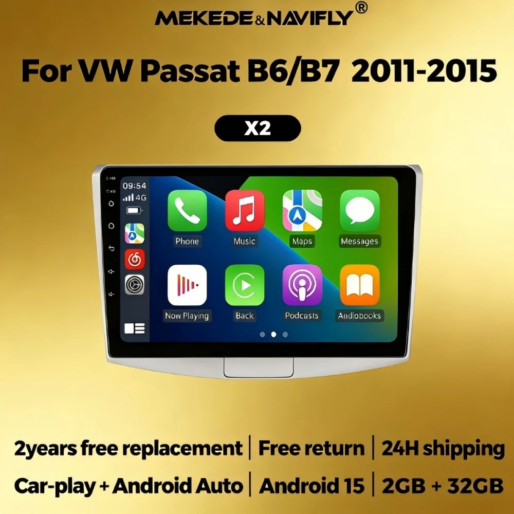 

Автомагнитола MEKEDE Android 15 для Volkswagen VW Passat B6 B7 CC Magotan 2007-2015, 2DIN, с CarPlay и дисплеем