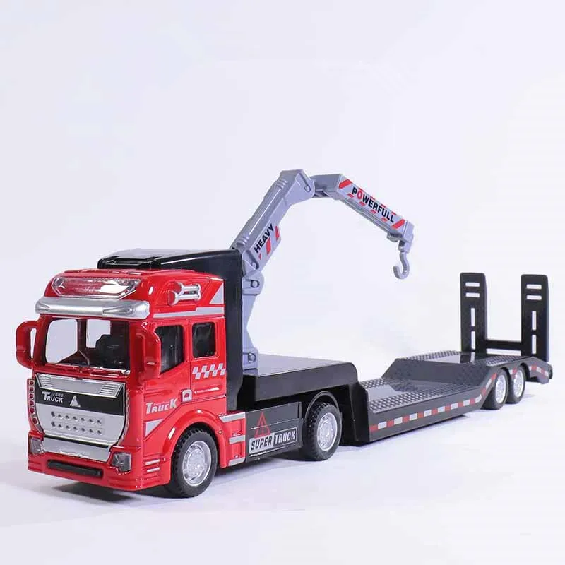 1:50 alloy pull back engineering flat trailer model,rescue trailer toy,simulated children's toy,wholesale