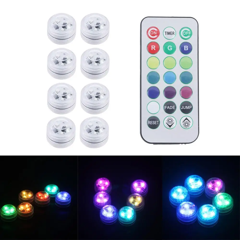 Submersible LED Lights Waterproof RGB Underwater Light For Wedding Tea Light Hot Tub Pond Pool Bathtub Aquarium Party Vase Decor