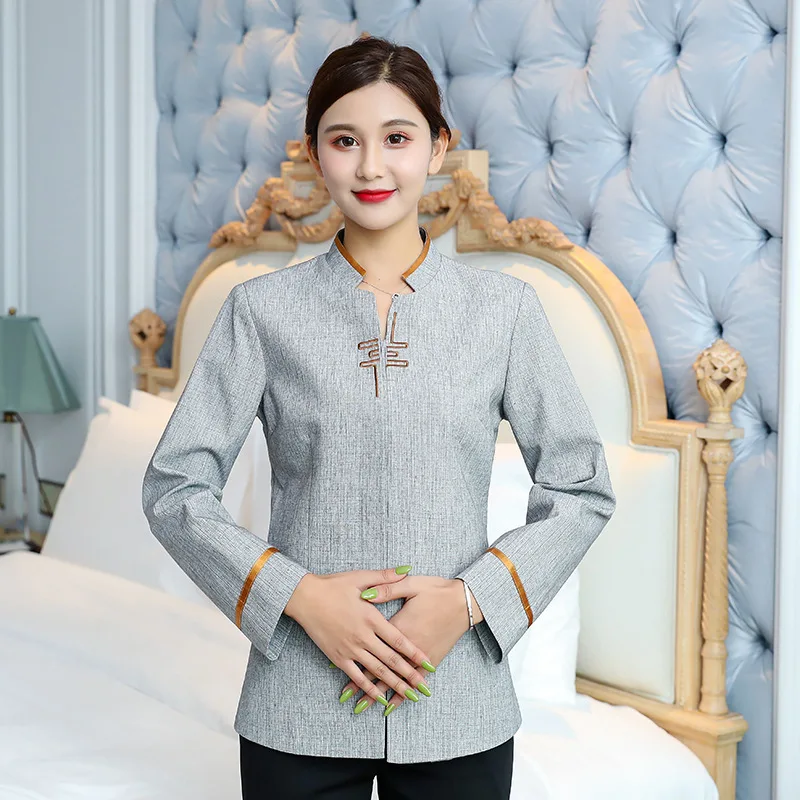 Cleaning Work Uniform for Women Property Hotel Room Cleaner Auntie GuesthousePABreathable Waiter Long Sleeve Autumn Winter Outfi