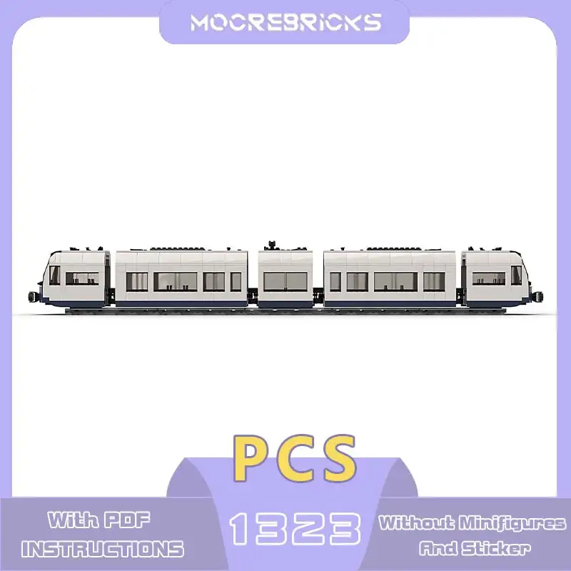 Modern Tram Series Siemens S70 LRV Model Building Blocks Urban Transportation Tool Small Particle Bricks Desk Disply Toy Gift