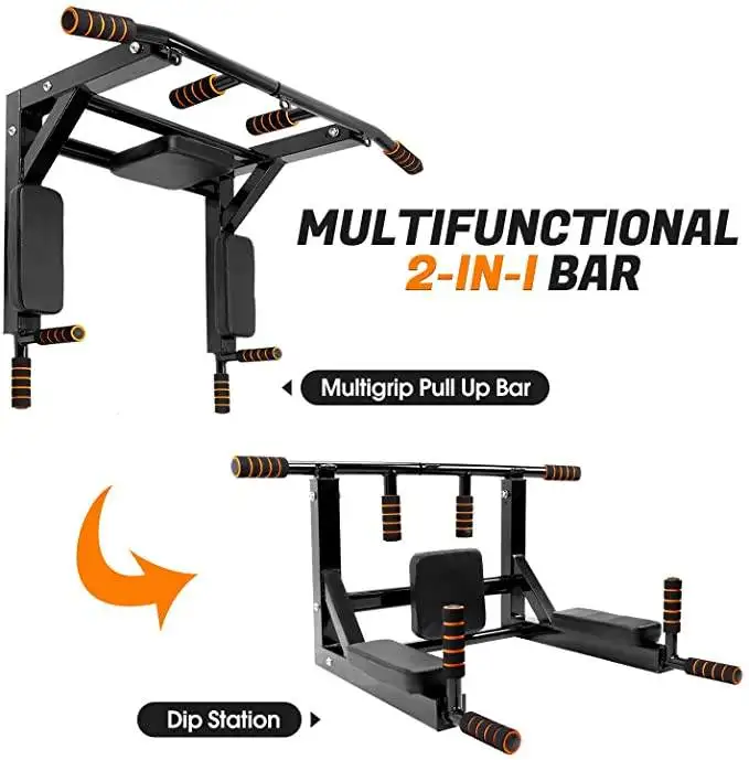 Indoor Wall Sandbag Rack Horizontal Bar Pull-up Dip Machine Upgraded Wall Mounted Chin Up Bar Pull Up Bar