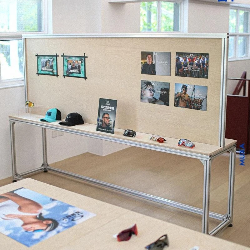 

Aluminum profile ocean plate shelf, designer store floor-to-ceiling pictorial display stand