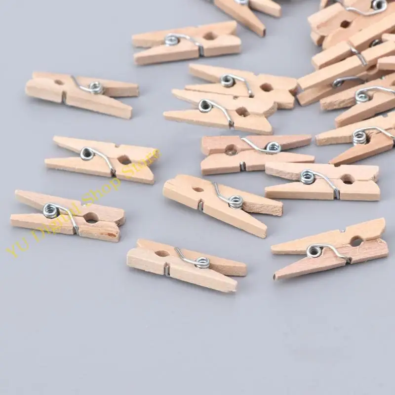 96ba 50pcs/مجموعة مصغرة DIY ملابس خشبية ورق الأوتاد الأوتاد بطاقات Clockespin Craft Clips