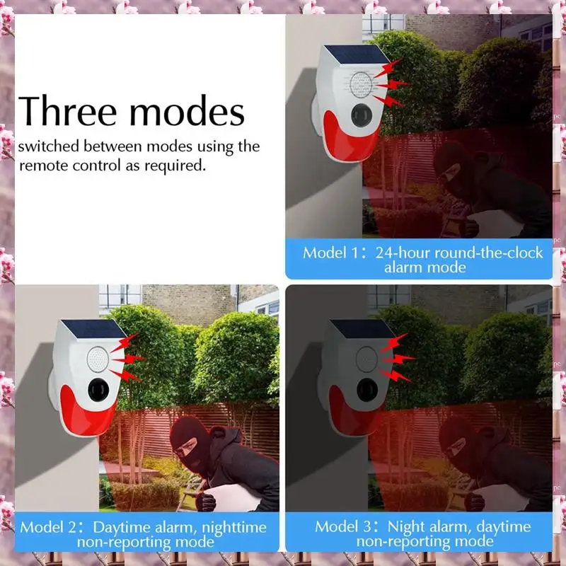 2025 Outdoor Solar Human Body Sensing System Sensors With Remote Controller 120DB High Decibel For Home Burglar System,Outdoor S