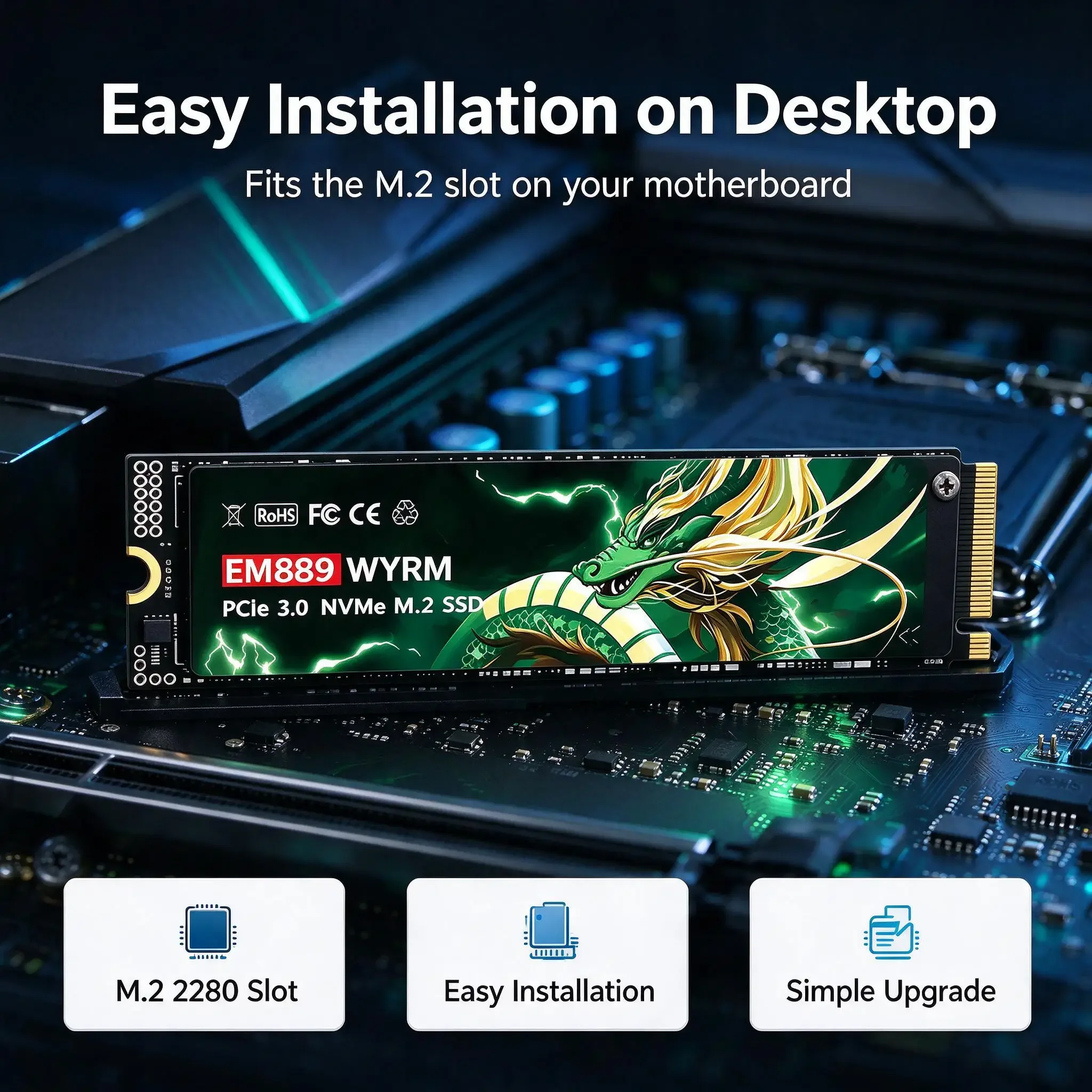 EM889 Inside M.2 NVMe Solid State Disk, 4TB/1TB/500GB/2TB, Quick Data Storage, PC, Laptop, Desktop, Gaming. Infinity Ultra.