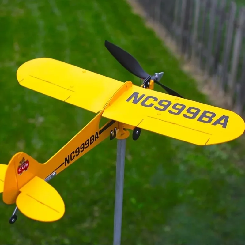Creative Weather Vane Wind Direction Compass Pipe Airplane Weathervane Windmill 3D Outdoor Garden Decoration Metal Windmill view 4