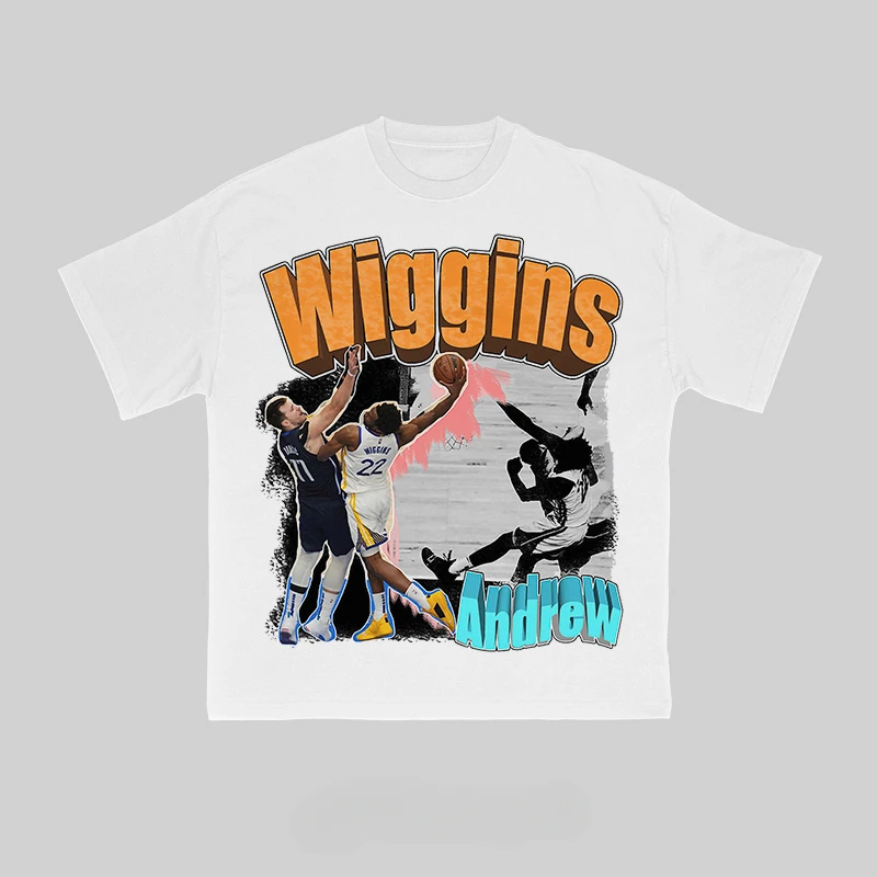 

2025 Tide Star Wiggins Interbuckle Doncic Printed Cotton Short-sleeved T-shirt Nba Famous Scene Heavy Top