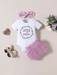 3Pcs Outfits Fashion Summer Newborn Baby Girl Clothes Set Short Sleeve Ruffle Romper Tops Floral Print Shorts Headband Infant