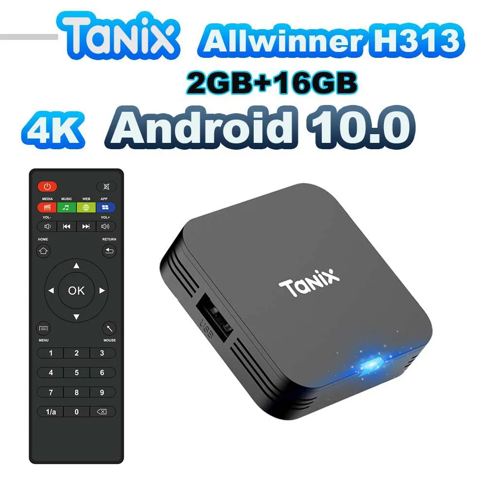

ТВ-приставка Tanix TX1 на Android, Allwinner H313, четырехъядерный процессор, Wi-Fi 2.4G, память 8 ГБ/16 ГБ, питание от DC 5V 2A