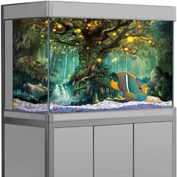 3D Aquarium Background Poster PVC Adhesive Sticker Fish Tank Underwater World Backdrop Forest Background Sticker