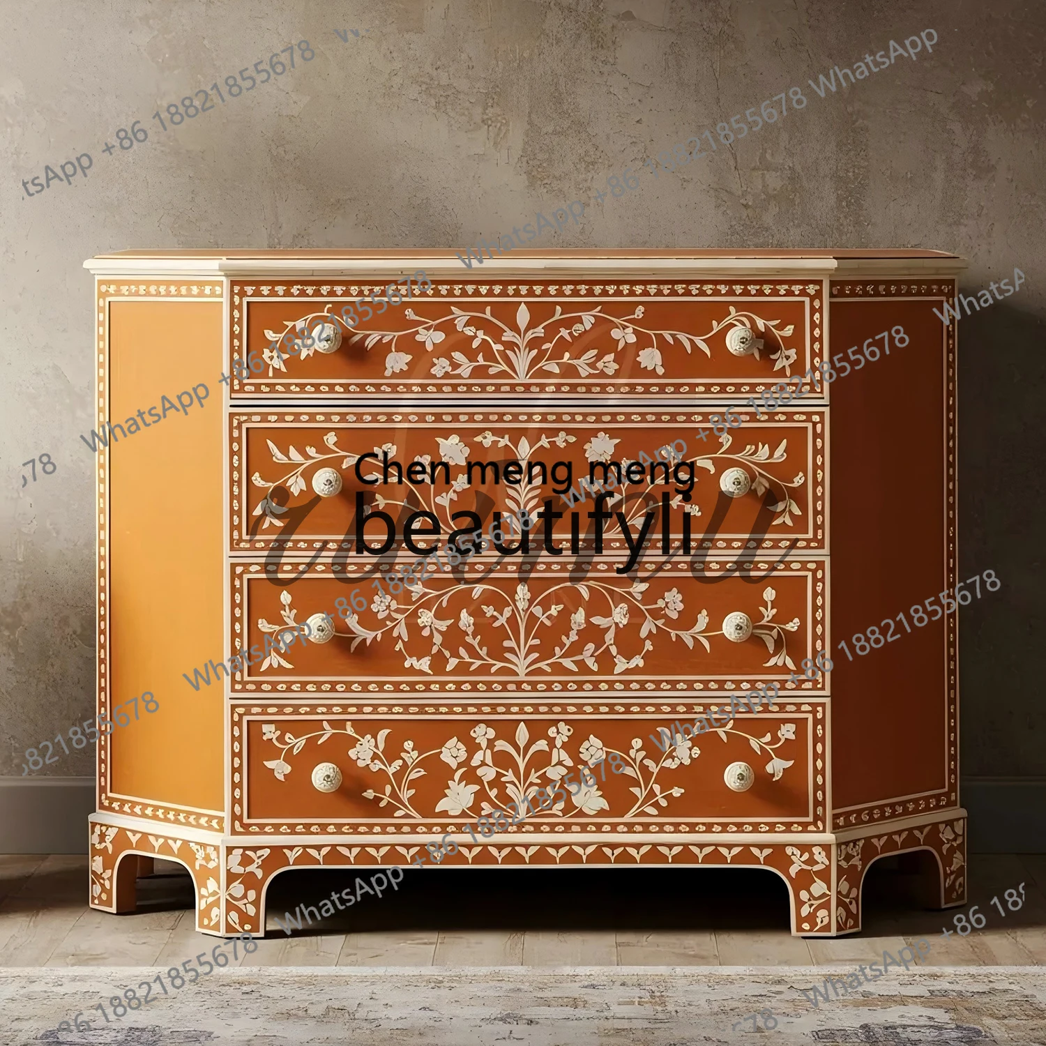 

Комод в средневековом французском стиле, для гостиной, простой, для спальни, прикроватный, из массива дерева