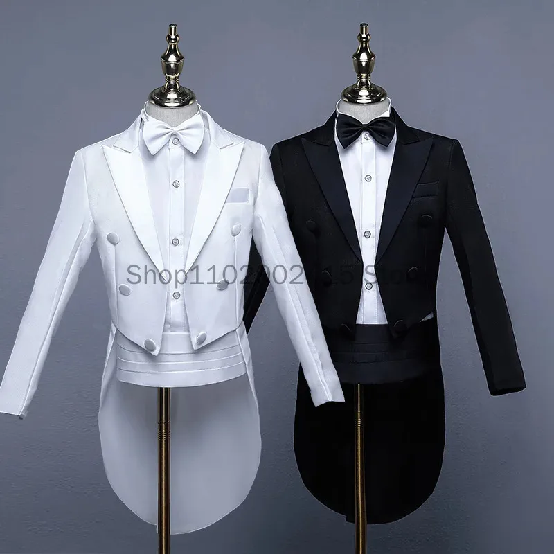 

Children Tuxedo Tailcoat Formal Dress Suits Swallow Tail Coat Boy's Jacket Pants Suits Party Dance Magic Stage Performance Tails