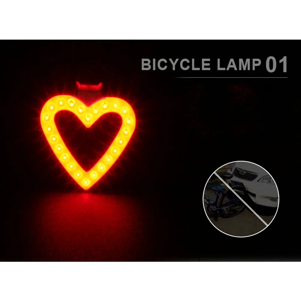 

Bike Taillight USB Rechargeable Heart Shape LED Rear Bike Light Cycling Safety Flashlight 5 Modes Adjustable Strap