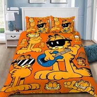 Exquisite 3D The Cat Family Wallpaper Cartoon G-Garfields Digital Printing Bedding Set Duvet Cover Comforter Bed Girl Boys Gift