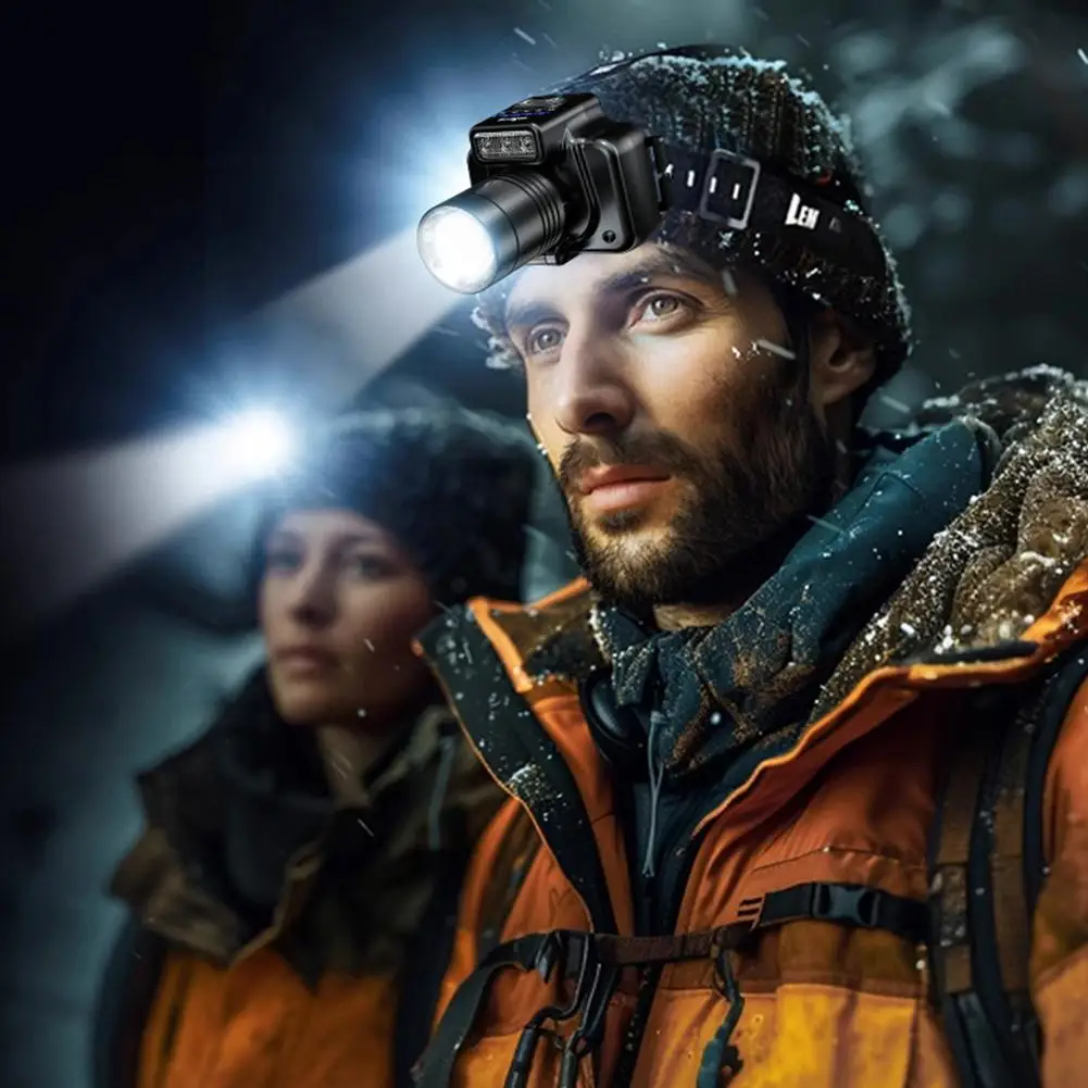 Potente lampada frontale, sensore di movimento Faro ricaricabile Lampada frontale da pesca Torce elettriche ad alta potenza I9N7