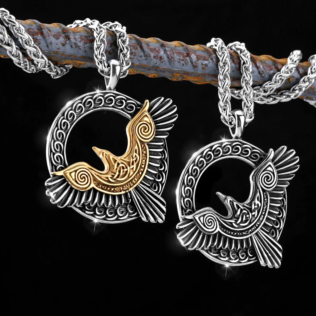 Nordic Mythology Eagle Stainless Steel Necklace Men's Viking Never Fade Slavic Retro Amulet Pendant Necklace Jewelry Accessories