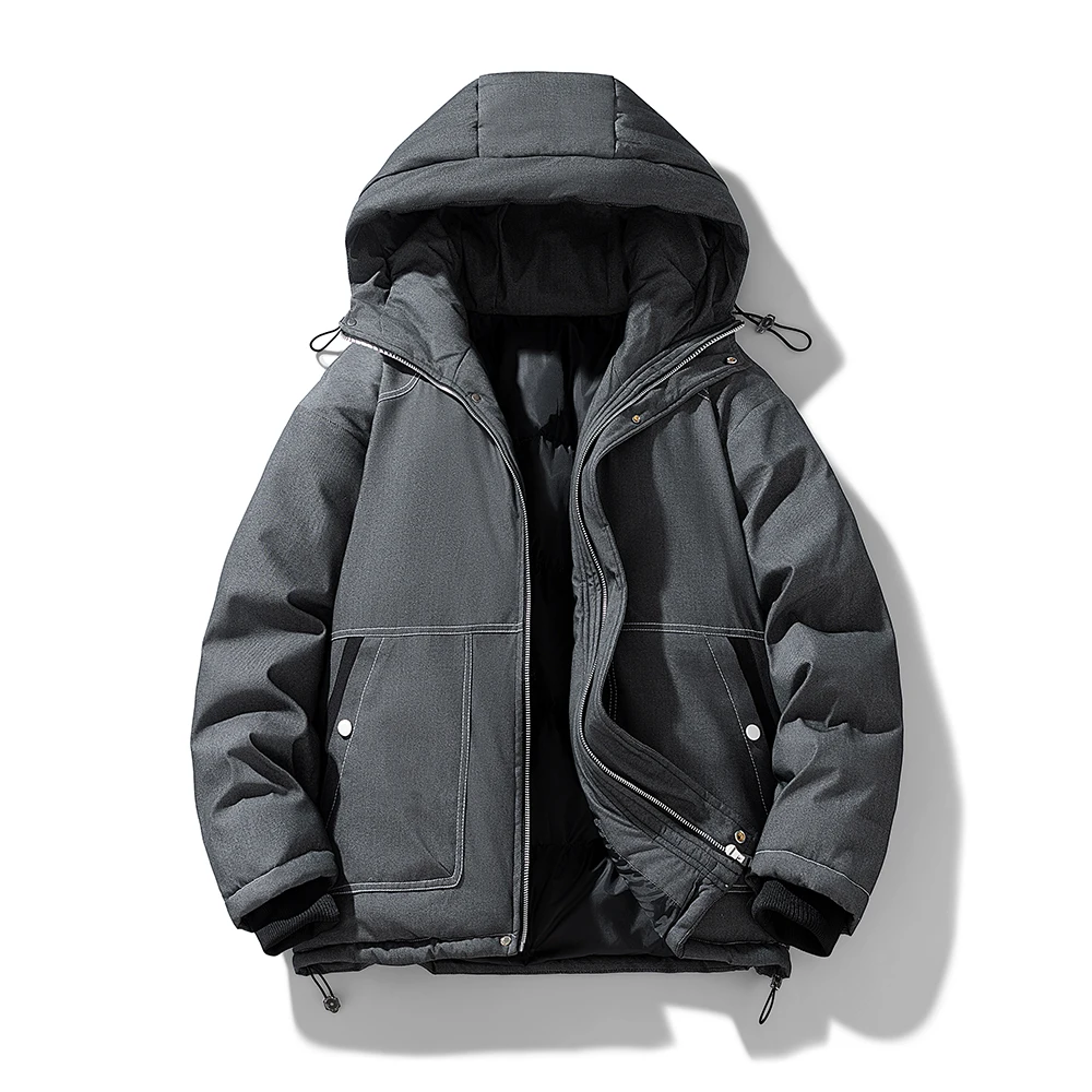 

Мужская повседневная куртка с капюшоном, новинка 2025 года, зимняя уличная ветрозащитная утолщенная теплая куртка с капюшоном, модные куртки, однотонная мужская одежда