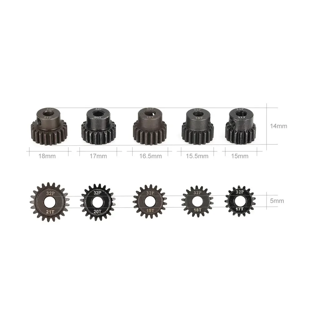 32DP 3.175/5mm 12T 13T 14T 15T 16T 17T 18T 19T 20T 21T Metal Pinion Motor Gear for 1/8 1/10 RC Car Wltoys HSP Brushed Brushless