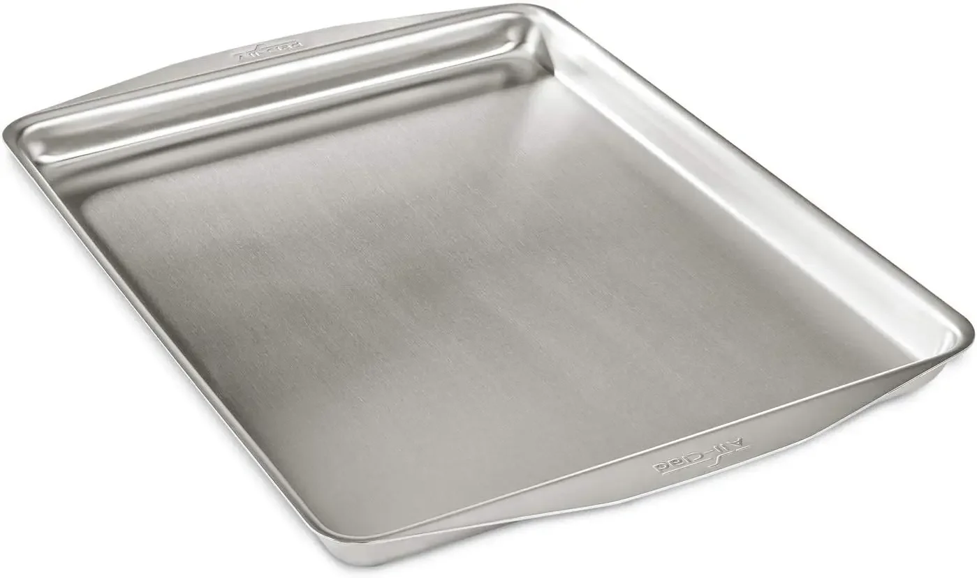 

D3 3-Ply Stainless Steel Baking Pan 12x15 Inch Induction Oven Broiler Safe 600F Pots and Pans, Cookware Silver