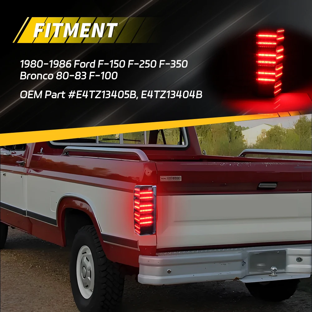 2Pcs Rear Bumper Backup Reverse Light Tail Light Brake Light DRL Light Turn Warning Light Daytime Running Light Turn Signal Light  W/LED For 1980 1981 1982 1983 1984 1985 1986 Ford F-150 F-250 F-350 Bronco 1980-1983 F-100