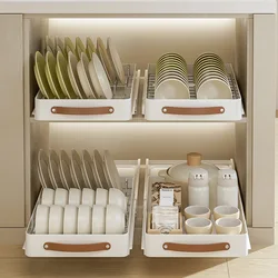 Kitchen Pull Out Shelf Slide Drawer Cabinet Slide out Shelf Dishes Organizer Cabinets Organizer with Handle Kitchen Drawer