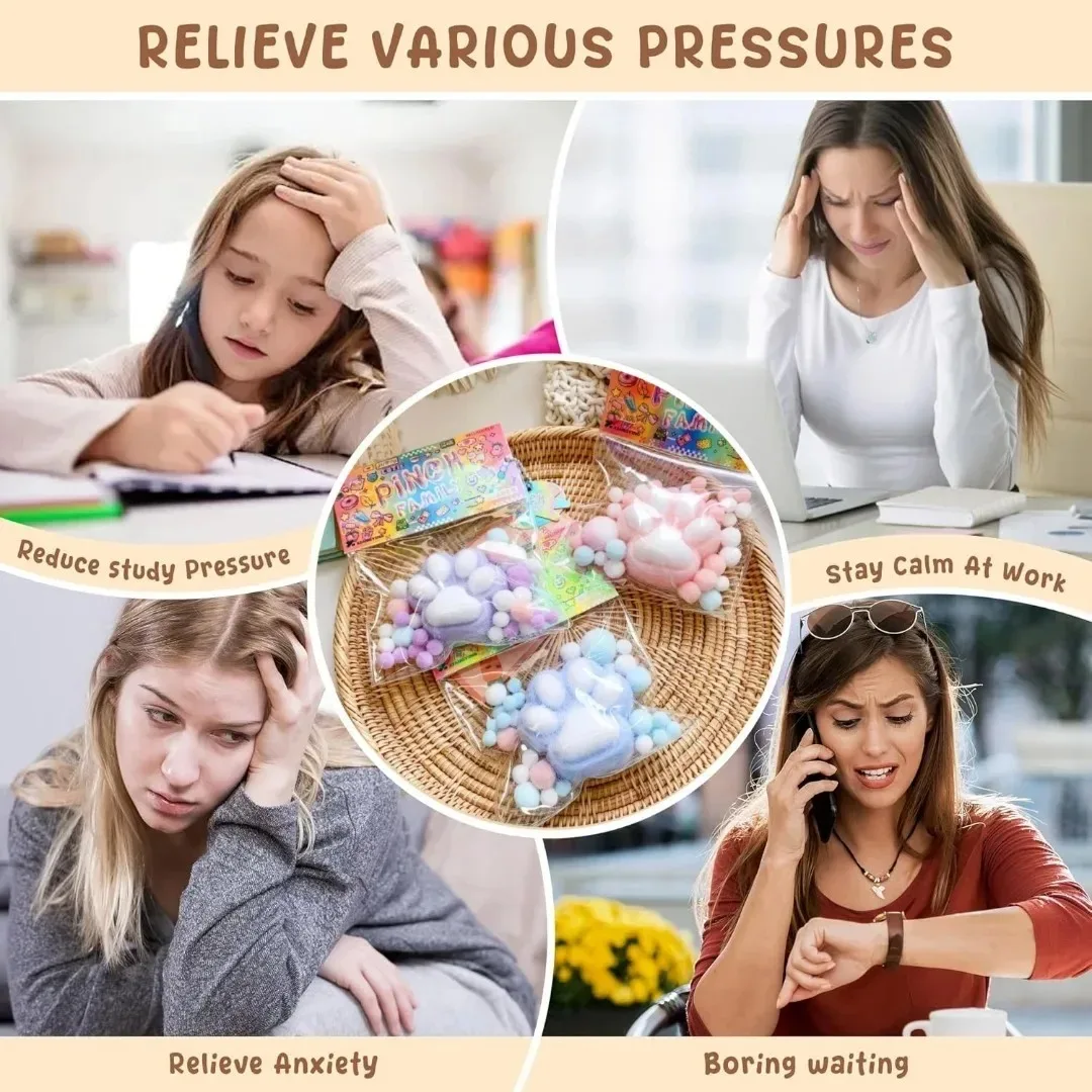 Brinquedo bonito da espremendo da garra do gato, brinquedo macio bonito do alívio do estresse do adesivo, presente do brinquedo sensorial para o humor relaxante