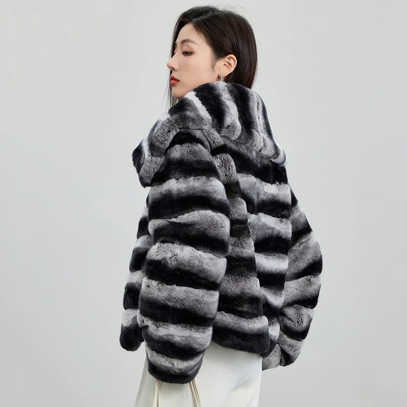 Winter Women Real Rabbit Fur Coat Luxury Long Fur Coat Loose Lapel OverCoat Thick Warm Fur Coat Natural Fur Female Plush Coats