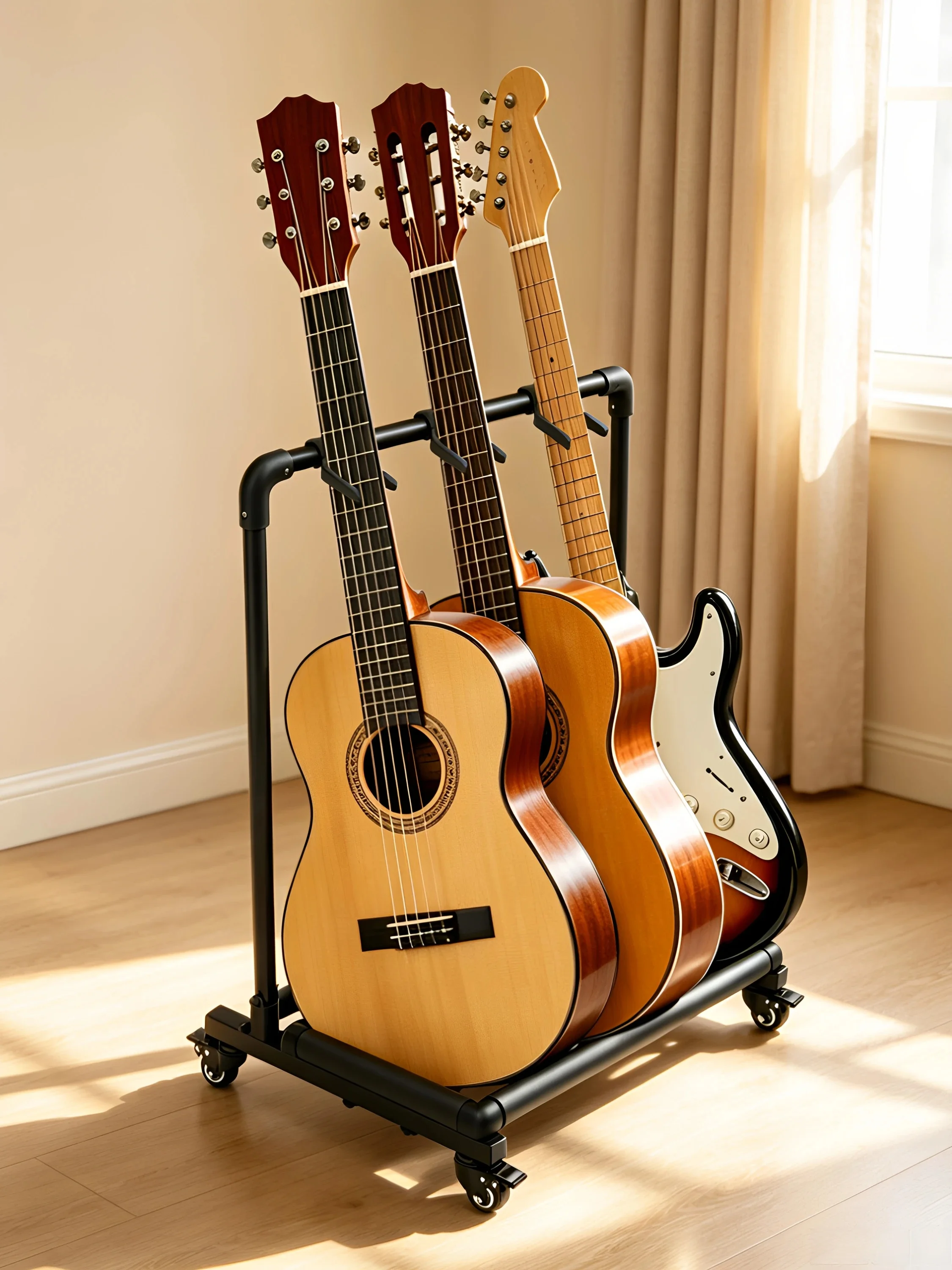 supporto-per-chitarre-cherub-multi-testa-a-fila-in-legno-per-chitarre-folk-e-bassi-espositore-da-pavimento-per-esposizione-multi-chitarra-domestica