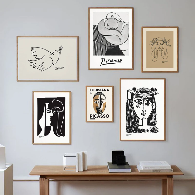 Vintage Picasso Poster Kiss Dog Abstract Decorative Prints Interior Canvas Painting Wall Art Picture Home Living Room Decoration