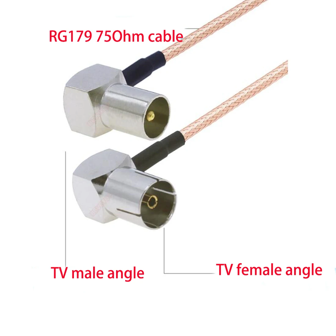 1pc IEC PAL DVB-T TV Male to  Female  Right Angle 90-degree Connector Pigtail Cable Adapter RG179 75Ohm 15cm/30cm/50cm NEW