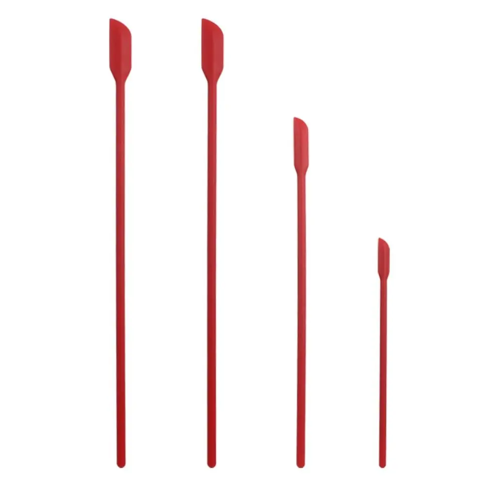 4Pcs/Set Heat-resistant Mini Silicone Spatula Set Long Handle Safe Rubber Spatula Flexible Food Grade Jam Bottle Scraper