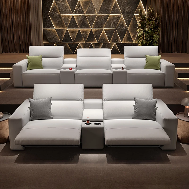 

Italian Minimalist Electric Leather Sofa Home Theater Hall Room Viewing Function Sofa