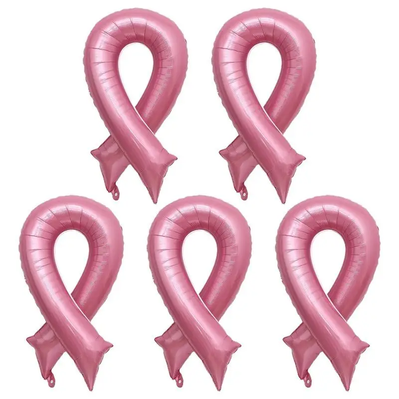 

Breast Cancer Awareness Decoration Balloons Pink Ribbon Decoration Balloons 5Pcs Breast Cance Porch Sign Favor Part Supplies